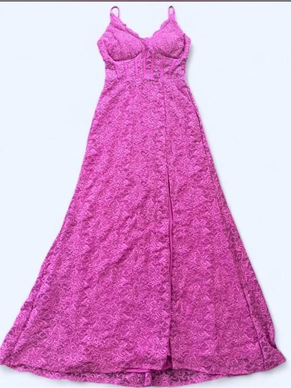 Magenta Lace Sleeveless Maxi Dress